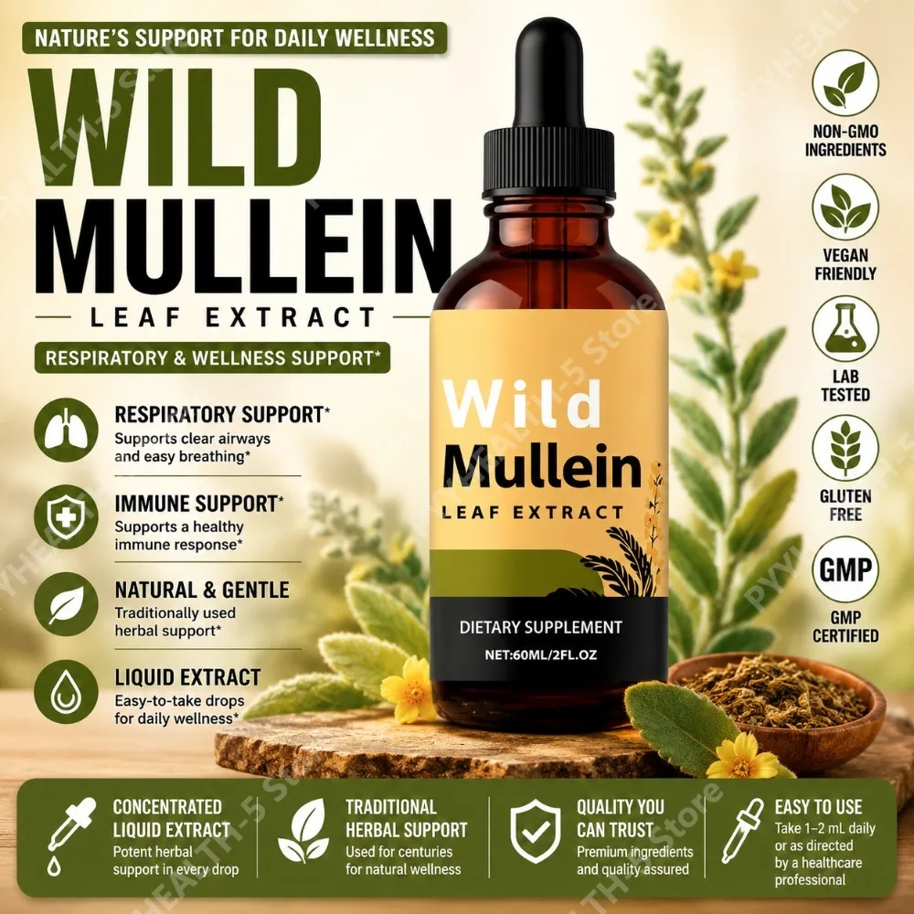 Herbal Wellness For You - Wild-Mullein-Blätter-Tropfen mit Ingwer, Bromelain und Zitronenschale